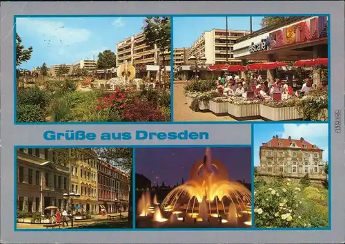Neustadt Dresden V den Neustädter Markt mit Straßen Partie und Brunnen g1990
