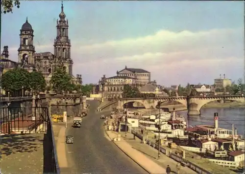 Altstadt-Dresden Dampferanlegestelle, die Dimitroff-Brücke  1962
