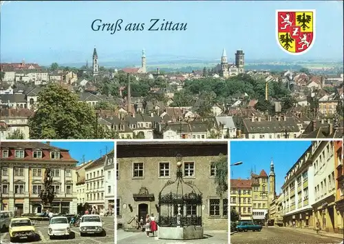 Zittau Panorama-Ansicht, Herkulesbrunnen, Am grünen Born, Klosterkirche 1980