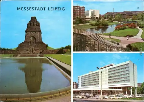 Leipzig Völkerschlachtdenkmal  Hauptbahnhof Interhotel "Stadt Leipzig" 1973