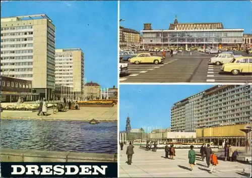 Dresden Interhotel Prager Straße, Kulturpalast, Wohnzeile Prager Straße 1970