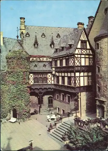 Ansichtskarte Wernigerode Schloss - Innenhof mit Fachwerkbau 1969