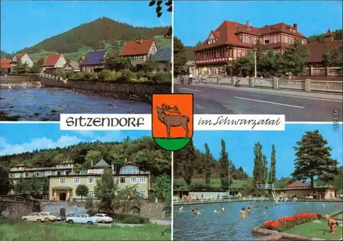 Sitzendorf An der Schwarza, Hotel Linde, Hotel Bergterrasse, Schwimmbad 1977