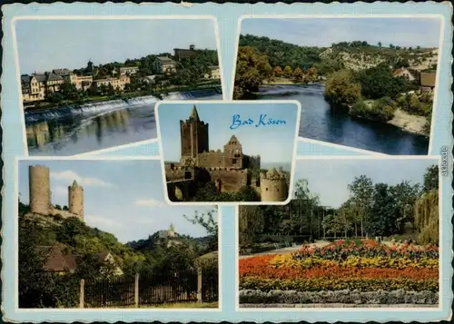 Ansichtskarte Bad Kösen Panorama-Ansicht, Rudelsburg, Burg Saaleck, Park 1961