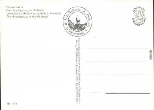 Ansichtskarte Hirschsprung-Breitnau Höllental Schwarzwald 1978