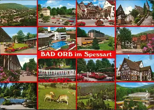 Bad Orb Markt, Fachwerkhäuser, Tiergehege, Kirche,  1994