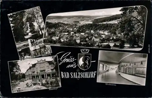 Ansichtskarte Bad Salzschlirf Panorama-Ansicht, Kurpark, Brunnen, Badehof 1960