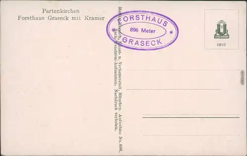 Partenkirchen-Garmisch-Partenkirchen Forsthaus Graseck mit Kramer 1934