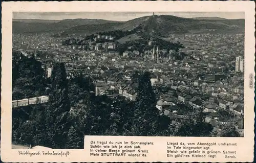 Ansichtskarte Stuttgart Panorama-Ansicht - mit Gedicht 1934