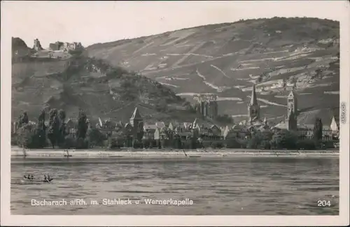 Ansichtskarte Bacharach Panorama-Ansicht - Stahleck und Wanderkapelle 1933