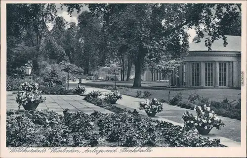 Ansichtskarte Wiesbaden Anlage mit Trinkhalle 1929
