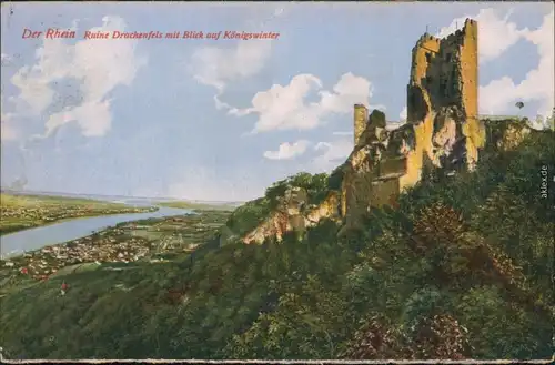 Ansichtskarte Bad Godesberg-Bonn Burg Drachenfels (Siebengebirge) 1940