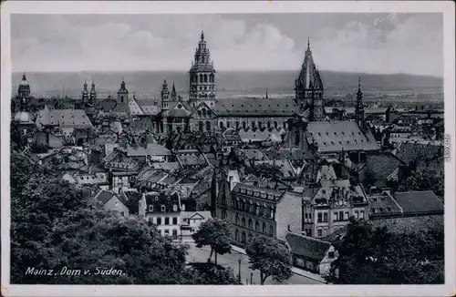 Ansichtskarte Mainz Panorama-Ansicht mit Dom 1939
