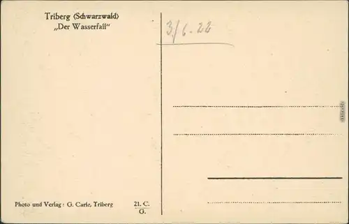 Ansichtskarte Triberg im Schwarzwald Kaskaden-Wasserfall 1922