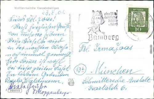 Ansichtskarte Bad Staffelstein Wallfahrtskirche Basilika Vierzehnheiligen 1961