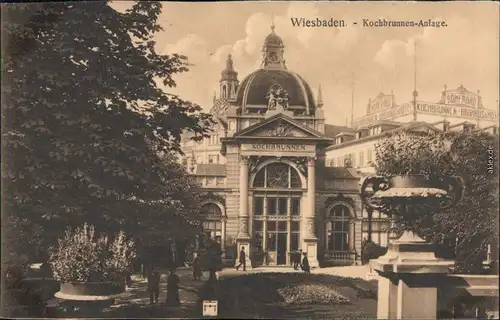 Ansichtskarte Wiesbaden Kochbrunnen-Anlage 1918