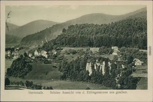 Bad Herrenalb Panorama-Ansicht - von der Ettlingstraße aus gesehen 1915