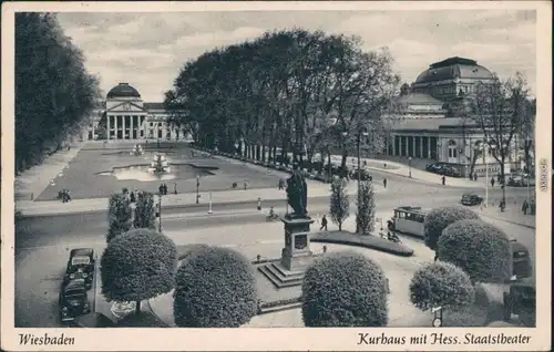 Ansichtskarte Wiesbaden Kurhaus mit Hess. Staatstheater 1949 
