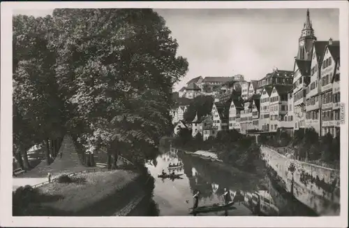 Ansichtskarte Tübingen Platanenallee mit Neckar 1932