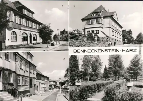 Ansichtskarte Benneckenstein Rathaus, Postamt, Bergstraße, Kurparkt 1981