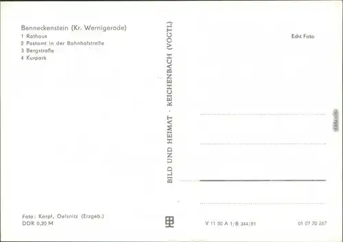 Ansichtskarte Benneckenstein Rathaus, Postamt, Bergstraße, Kurparkt 1981