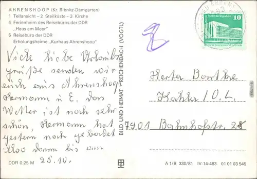 Ahrenshoop Teilansicht, Steilküste, Kirche, Erholungsheim / Ferienheim 1981