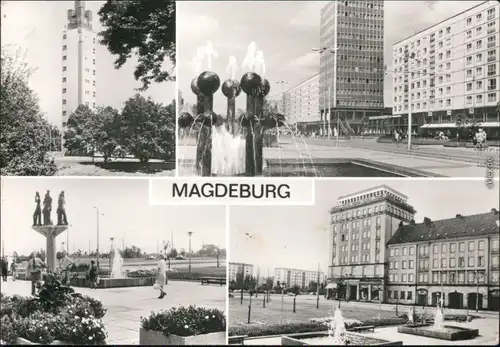 Magdeburg Stadtpark/Kulturpark Rotehornpark, Kugelbrunnen, Rathausvorplatz 1979