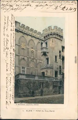Ansichtskarte Alais Alès Hotel du Coq Hardi 1912