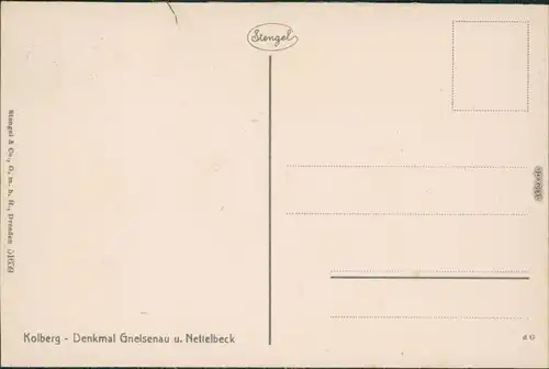 Postcard Kolberg Kołobrzeg Denkmal Gneisenau und Nettelbeck 1915