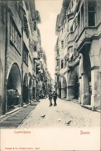 Ansichtskarte Bozen Bolzano Partie in der Laubengasse 1912 