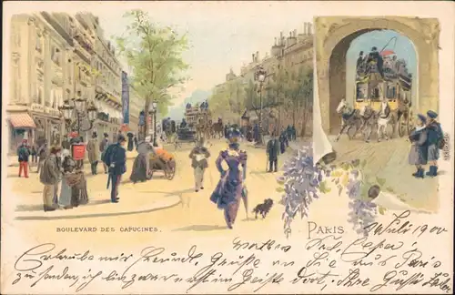 Ansichtskarte Paris Boulevard des Carpucines - Bild Künstlerkarte 1902 