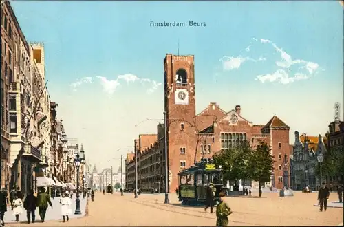 Ansichtskarte Amsterdam Amsterdam Beurs van Berlage mit Straßenbahn 1910