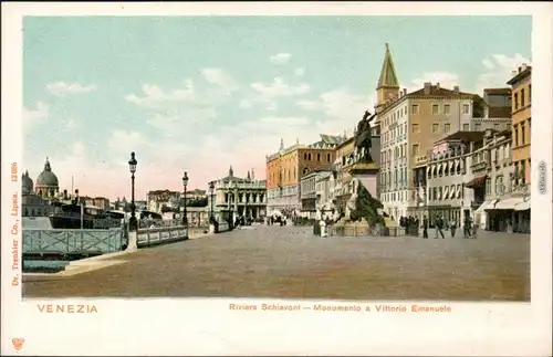 Venedig Venezia Riva degli Schiavoni mit Monumento a Vittorio Emanuele II 1905