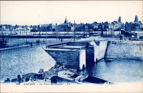 Ansichtskarte Calais Casino, Brücke 1919