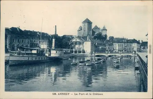 Ansichtskarte Annecy Hafen, Schloss 1929