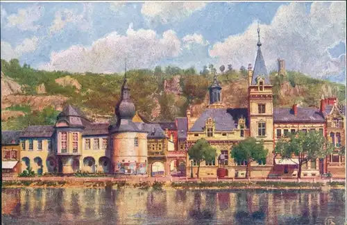 Ansichtskarte Dinant Dinant La Poste/Post und Stadthotel 1918