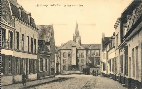 Ansichtskarte Quesnoy-sur-Deûle La Rue de la Gare/Bahnhofsstraße 1910