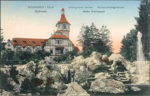 Ansichtskarte Mülhausen Mulhouse Zoologischer Garten -Restauration 1913 