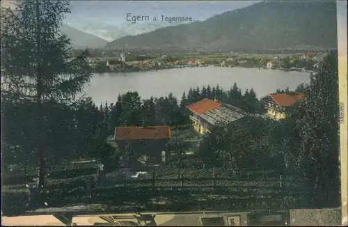 Ansichtskarte Egern-Rottach-Egern Bauernhäuser und Stadt 1908 