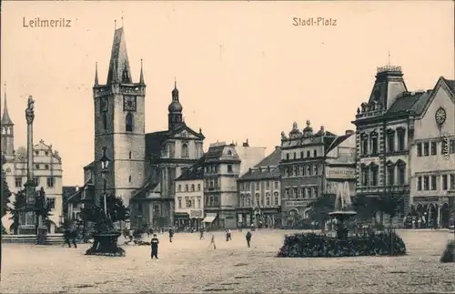 Ansichtskarte Leitmeritz Litoměřice Marktplatz - Stadt-Platz 1913