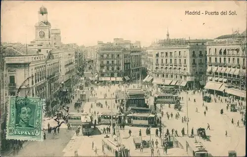 Ansichtskarte Madrid Puerta del Sol 1908