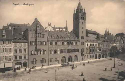 Ansichtskarte Basel Marktplatz - Kaffeerösterei 191 