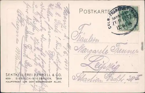 Biebrich-Wiesbaden Sektkellerei Henkell - Hauptfront - Wiesbadener Allee 1914 