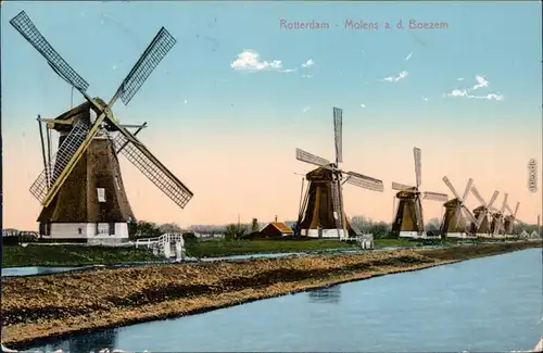Ansichtskarte Rotterdam Rotterdam Molens/Mühlen an der Boezem 1913 