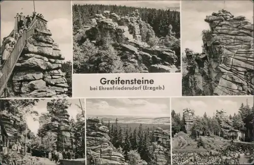 Ansichtskarte Ehrenfriedersdorf Greifensteine mit Besuchern 1959