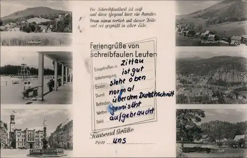 Zittau Zittauer Gebirge: Panorama-Ansichten, Marktplatz, Schwimmbad 1958