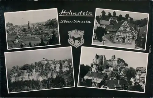 Hohnstein (Sächs. Schweiz) Panorama-Ansicht, Burg Hohnstein, Fachwerkhaus 1959