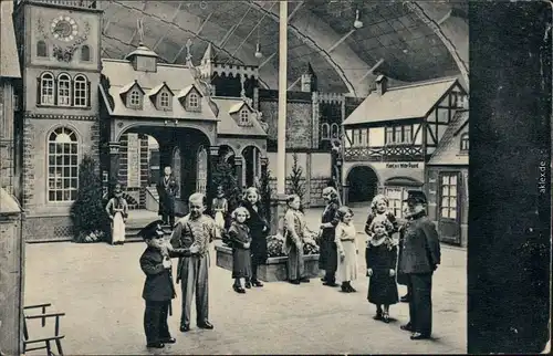 Berlin Schaefers Märchenstadt Lilliput mit Kindern und Kulisse 1913