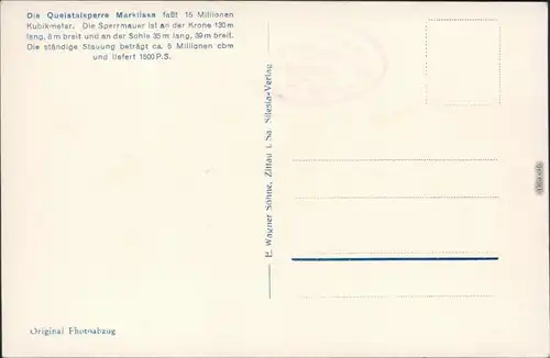 Ansichtskarte Marklissa Leśna Queistalsperre/Zapora Leśiańska 1932