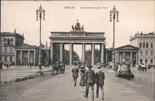 Ansichtskarte Mitte-Berlin Brandenburger Tor - BSR Reinigung Pferdewagen 1911 